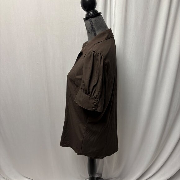 Geoffrey Beene Sport Button-Up Shirt Womens Sz XL Brown Stretch Short Sleeve NEW - Picture 3 of 8